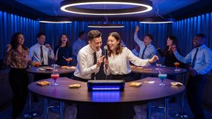 fun office singing together