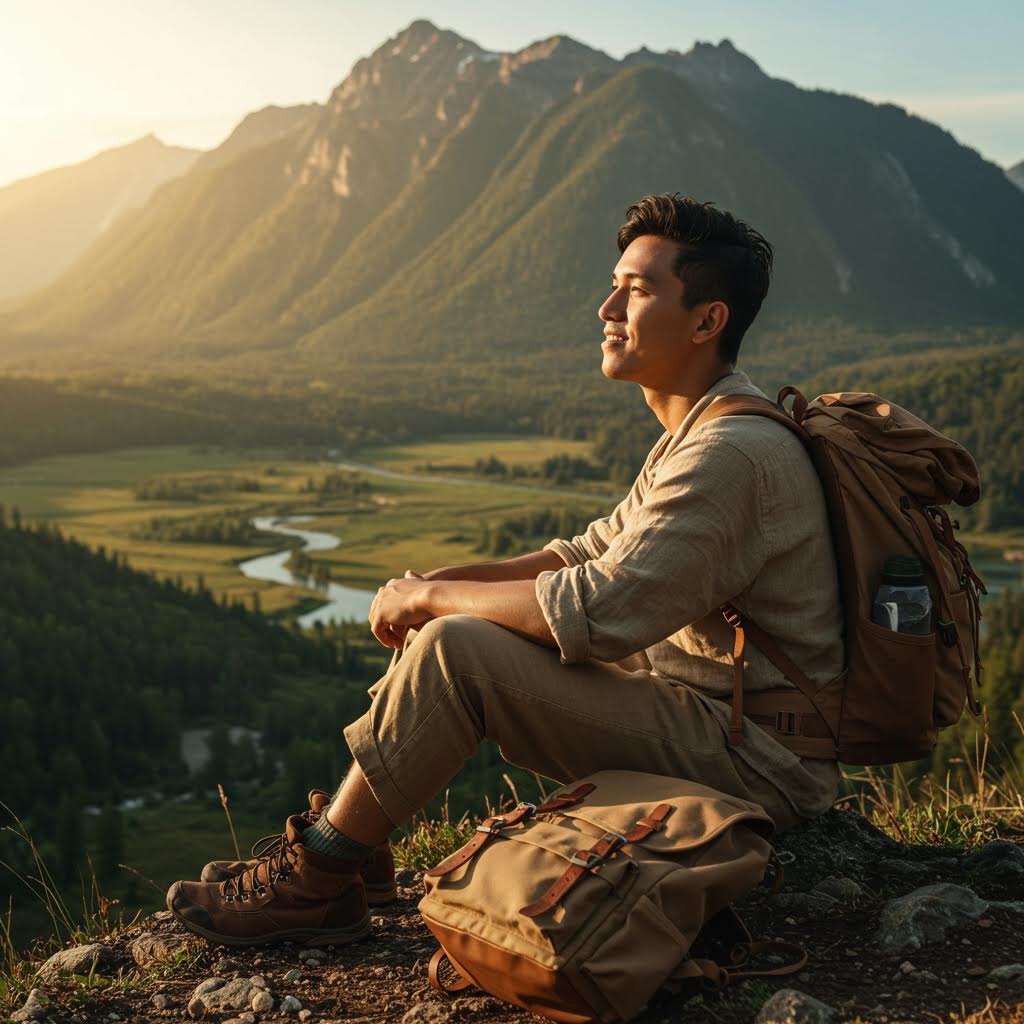 산맥 너머로 스며드는 빛 속에 온카스터디의 확신을 닮은 평온한 신뢰가 자리한 장면