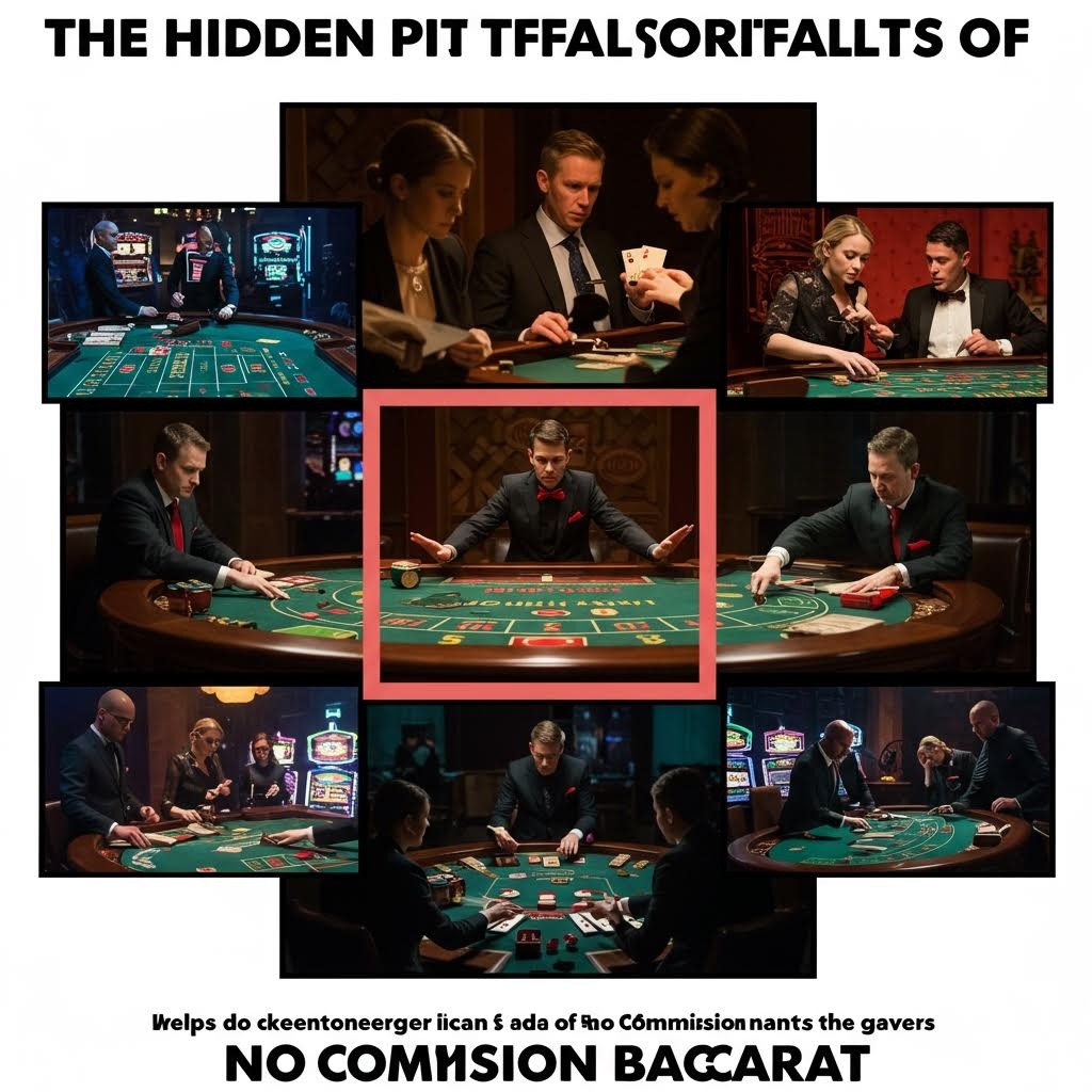 딜러와 참가자들이 여러 각도에서 바카라 게임을 진행하는 장면을 모은 콜라주