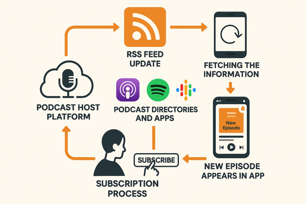 Listener saving an official radio program page and following its verified podcast RSS feed.
